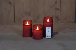 7,5X10/12,5/15CM -3x3AAA - B.O. 3SET KERZE WEINROT WACHS RUSTIKAL BEWEGLICHE FLAMME 7,5X10/12,5/15CM -3x3AAA - B.O. 3SET KERZE WEINROT WACHS RUSTIKAL BEWEGLICHE FLAMME