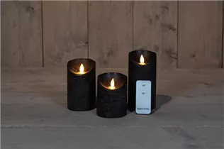 7,5X10/12,5/15CM - B.O. 3SET KERZE SCHWARZ WACHS RUSTIKAL BEWEGLICHE FLAMME 7,5X10/12,5/15CM - B.O. 3SET KERZE SCHWARZ WACHS RUSTIKAL BEWEGLICHE FLAMME