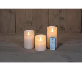 7,5X10/12,5/15CM - B.O. 3SET KERZE PERLE WACHS RUSTIKAL BEWEGLICHE FLAMME