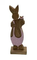 natur/rosa, 31x9x2,5cm - Holzaufsteller Hase m.Karotte natur/rosa, 31x9x2,5cm - Holzaufsteller Hase m.Karotte