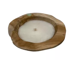 Paraffin, natur, ca. 30x30x8cm - Kerze in Teakschale Paraffin, natur, ca. 30x30x8cm - Kerze in Teakschale