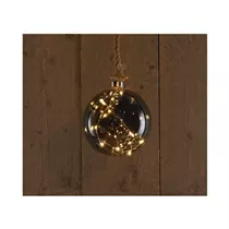 LED Ball batteriebetrieben - Glas 10Led / 15 cm Seil warmweiß