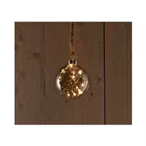 LED Ball batteriebetrieben - Glas 8Led / 10 cm Seil warmweiß