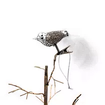 Werner Voß - Glasvogel mit Federn und Clip, silber