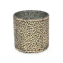 MAXPHIL living - Glas Teelicht rund mit Mosaik schwarz gold