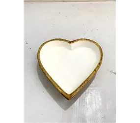 emailliert, 19,5x19,5x5,5 cm - Herzschale aus Holz