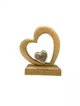 20x18x6,5 cm - Holz/Metallherz auf Sockel