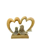 20x26x6,5 cm - Holzherz mit Metallvögel