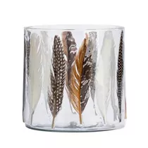 Gehlmann - Glaswindlicht mit Federn, 15 cm