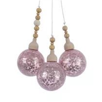 Kaemingk - Glaskugelbündel, 3 Kugeln, mit Glitter, Wildrose