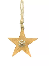 14,5x14,5x1,75 cm - Anhänger Stern, Holz/Metall