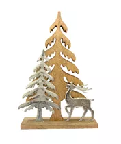 52,5x36x6,5 cm - Holz/Metalltannenbaum u.Rentier