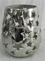 silber,18x13,5x21,5 cm - Windlicht "Sterne"