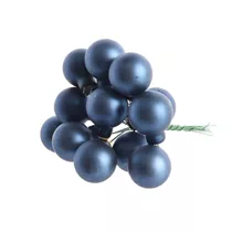 Weihnachtskugel - Glaskugeln auf Draht, 12 Stück, glänzend Nachtblau