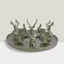 silber, 25x25x11 cm - Kerzenhalter "Hirschköpfe"