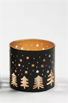 10x10x10 cm - Windlicht, schwarz/gold