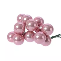 Weihnachtskugel - Glaskugeln auf Draht, 12 Stück, glänzend Wildrose