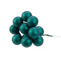 Weihnachtskugel - Glaskugeln auf Draht, 12 Stück, matt Smaragdgrün