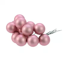 Weihnachtskugel - Glaskugeln auf Draht, 12 Stück, matt Wildrose