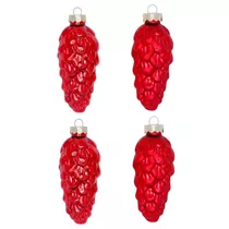 Merry Red - Zapfen, Glas, 9 cm, 4 Stk.