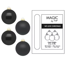 Ebony Black - Kugel, Glas, 8 cm, 12 Stk.