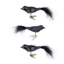 Ebony Black - Vogel, Glas, 8 cm, 3 Stk.