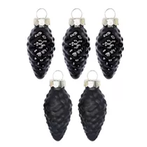 Ebony Black - Zapfen, Glas, 4.5 cm, 12 Stk.