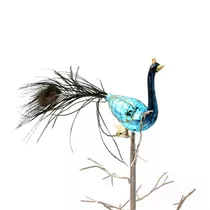 Werner Voß - Glaspfau mit Pfauenfeder und Clip