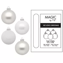 Just White - Kugel, Glas, 8 cm, 12 Stk.