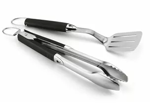 Weber - Grillbesteck Kompakt Edelstahl Kunststoffgriffe - Schwarz Weber - Grillbesteck Kompakt Edelstahl Kunststoffgriffe - Schwarz