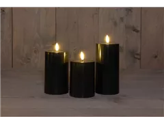 7.5X10/12.5/15CM - 3er Set Außen Kerzen schwarz 7.5X10/12.5/15CM - 3er Set Außen Kerzen schwarz