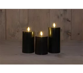7.5X10/12.5/15CM - 3er Set Außen Kerzen schwarz 7.5X10/12.5/15CM - 3er Set Außen Kerzen schwarz