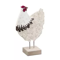 Gehlmann - Holzhuhn, stehend, weiß, 27 x 16 cm