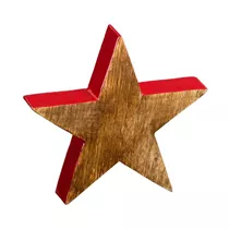 Gehlmann - Holzstern, natur, mit roten Kanten