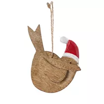 Gehlmann - Holzvogel mit Mütze, hängend, 9 cm