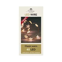 LED Lichterkette - Indoor Kupferdraht / Stern 40L / 2M warmweiß für innen