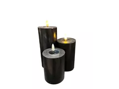 schwarz 7,5x10cm - LED Wachskerze schwarz 7,5x10cm - LED Wachskerze