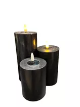 schwarz 7,5x10cm - LED Wachskerze schwarz 7,5x10cm - LED Wachskerze