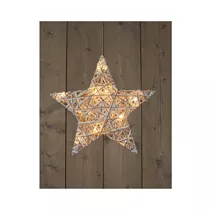 Led B.O. Stern - Jute/Baumwolle/Glimmer 15L / 40 cm warmweiß