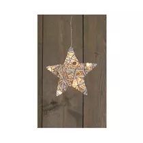 Led B.O. Stern - Jute/Baumwolle/Glimmer 6L / 20 cm warmweiß