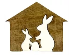 20x16x2,5 cm - Holzhütte m. Hasen 20x16x2,5 cm - Holzhütte m. Hasen