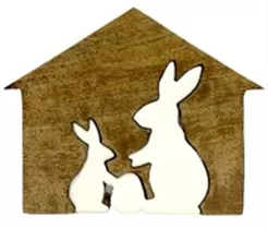 20x16x2,5 cm - Holzhütte m. Hasen 20x16x2,5 cm - Holzhütte m. Hasen