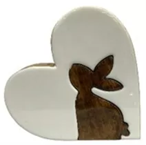 Holz, 10x10x2,5 cm - Herz mit Hase "Bunny" Holz, 10x10x2,5 cm - Herz mit Hase "Bunny"