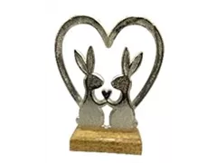 Metal/Holz,17x15x5 cm - Herz mit Hasen Metal/Holz,17x15x5 cm - Herz mit Hasen