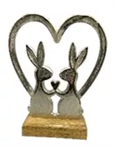 Metal/Holz,17x15x5 cm - Herz mit Hasen Metal/Holz,17x15x5 cm - Herz mit Hasen