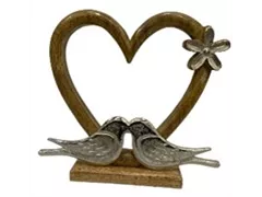 Holz/Metal,16,5x18x5 cm - Herz m. Vögel Holz/Metal,16,5x18x5 cm - Herz m. Vögel