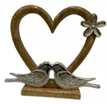 Holz/Metal,16,5x18x5 cm - Herz m. Vögel Holz/Metal,16,5x18x5 cm - Herz m. Vögel