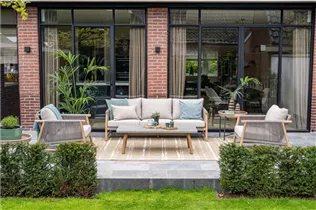 acacia wood rope taupe grau sand - Meteor Lounge Set 4-tlg