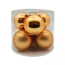 Inge's Christmas Decor - Kugel 10 cm, Glas, 6 Stk., brokatgold glanz/matt