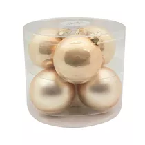 Inge's Christmas Decor - Kugel 10 cm, Glas, 6 Stk., champagner matt/opal